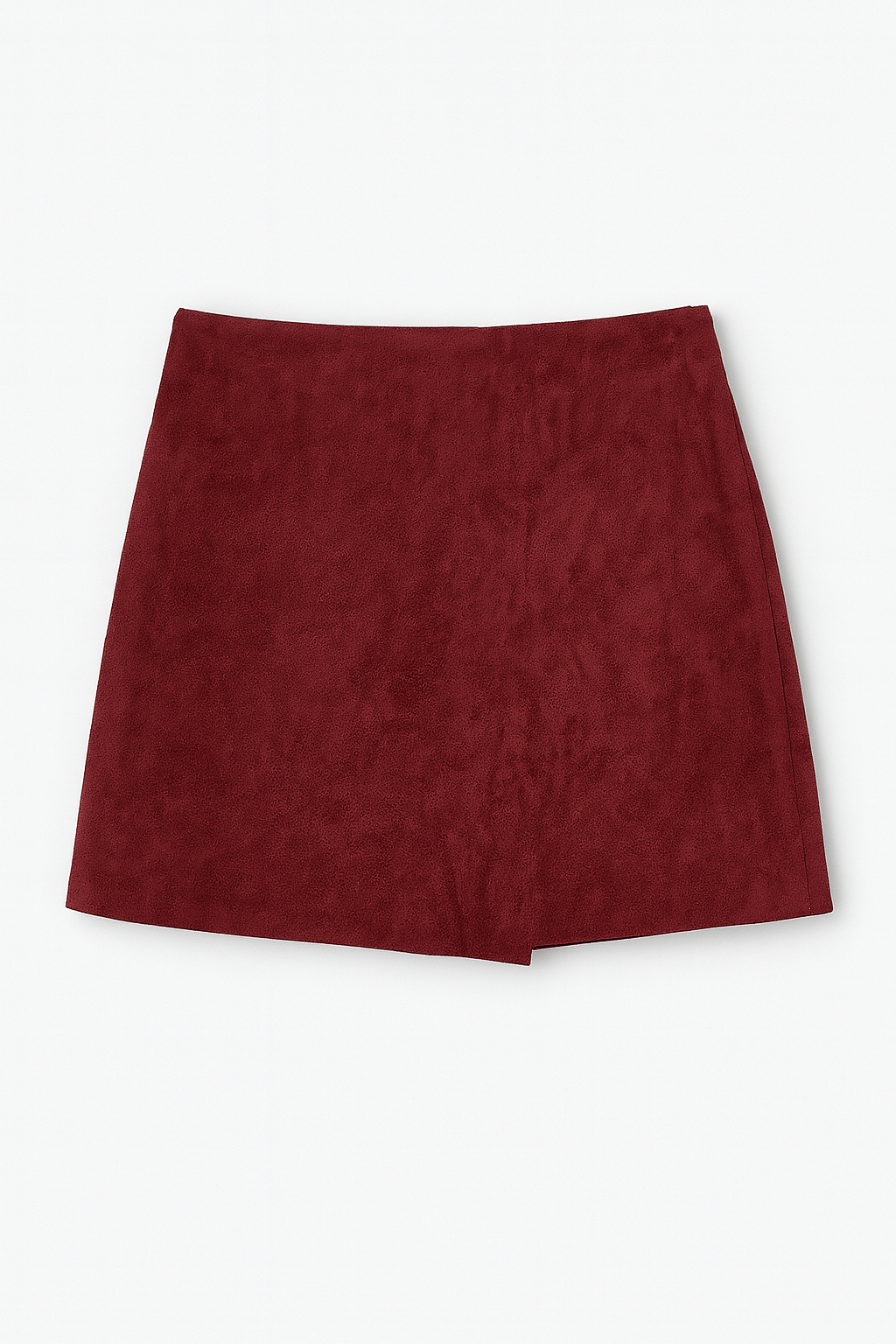 Suede Asymmetric Front Panel Skort