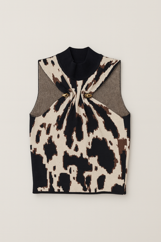 Cow Halter Neck Knit Top