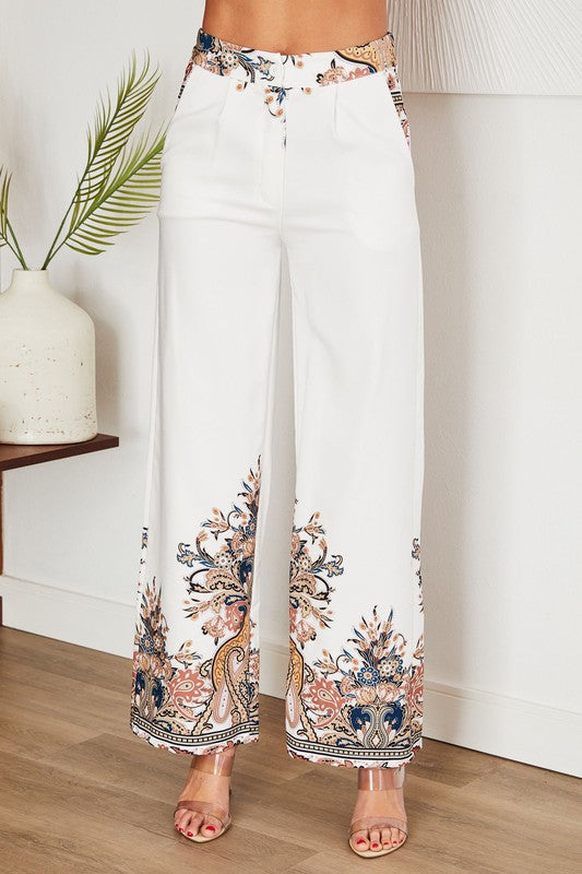 Elegant Paisley WideLeg Pants