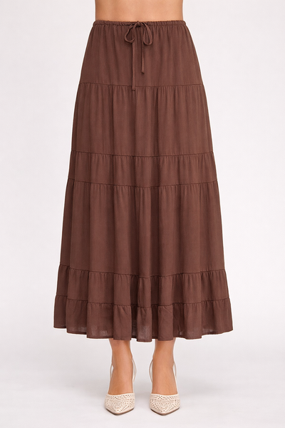 Linen Blend Maxi Skirt