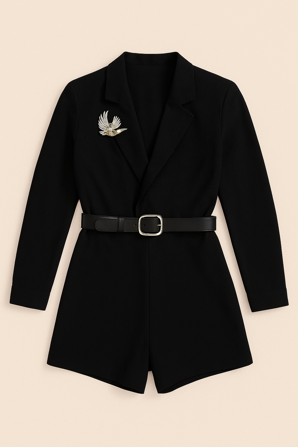 Blazer Romper Con Cinto y Broche