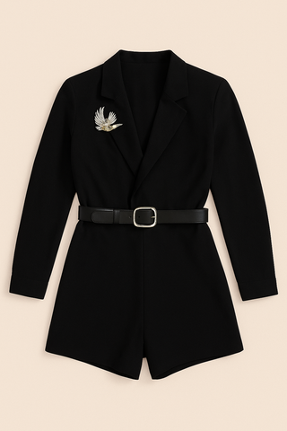Blazer Romper Con Cinto y Broche