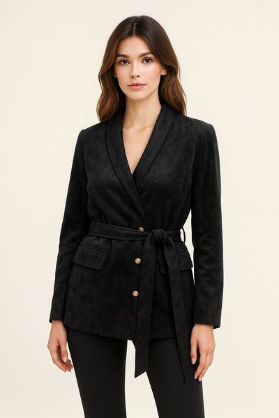 Faux Suede Blazer Jacket