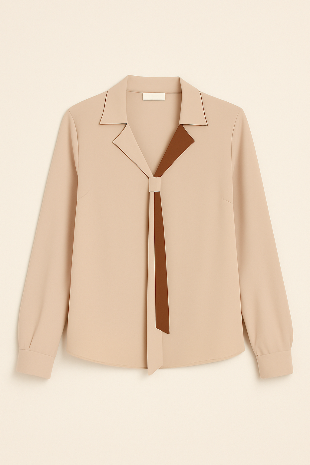 Contrast Tie Long Sleeve Blouse