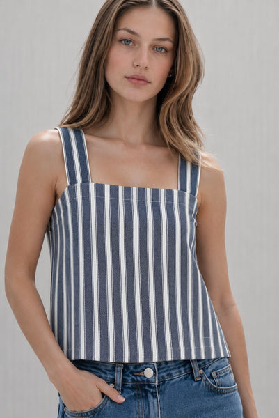 Cami de Lino con Estampado de Rayas