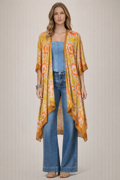 Vintage Floral Print Summer Kimono
