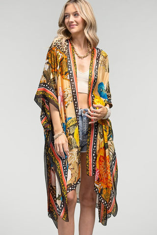 Floral and Leopard Summer Kimono