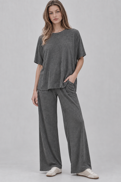 Conjunto de Top y Pantalon de Rayon Acanalado