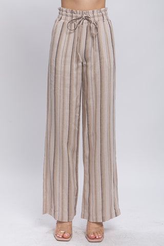 Pantalon Rayas Moca/Ivory de Lino Mix