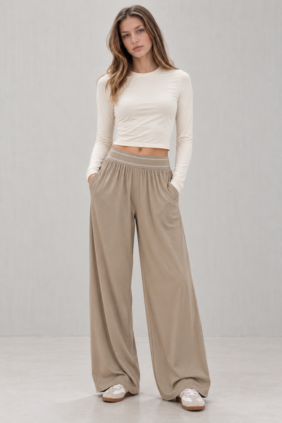 Pantalon Athleisure Ancho de Cintura Elastica