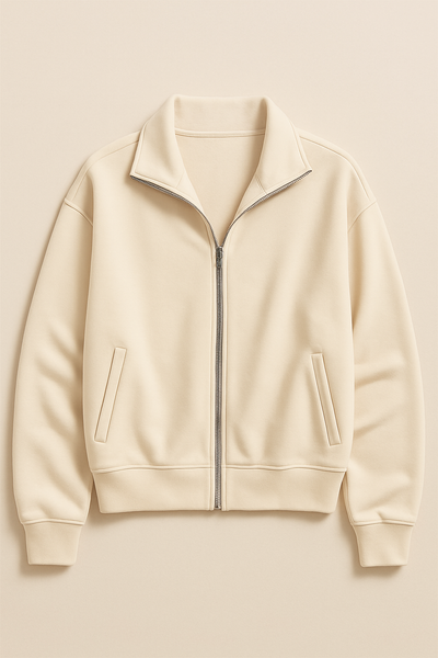 Soft Modal Scuba Mix High Neck Zip-up Jacket