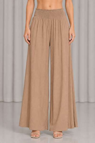 Pantalon Palazzo con Cintura Smock