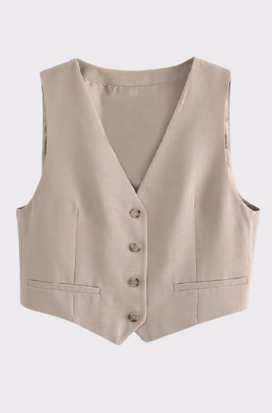 Cropped Tweed Tailored Vest