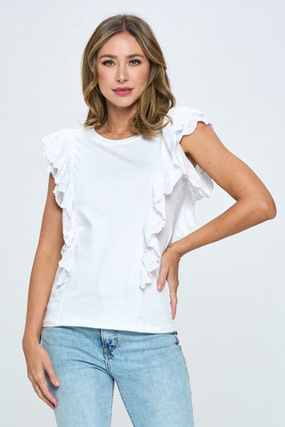 Blusa Stretch sin Mangas con Olan de Crochet