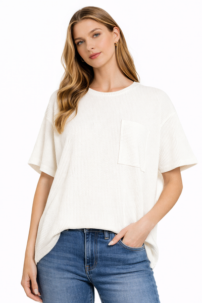 Soft Short Sleeve Ribbed T- Shirt