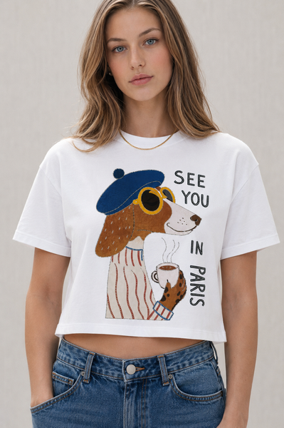 Oversize Cropped Tee See You In Paris