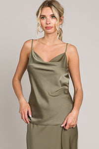 Satin Cowl Neck Cami Top