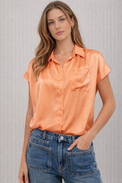 Satin Loose Fit Button Down Shirt