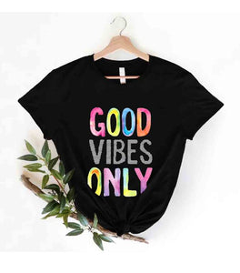 T-Shirt Stretch Sparkle Good Vibes
