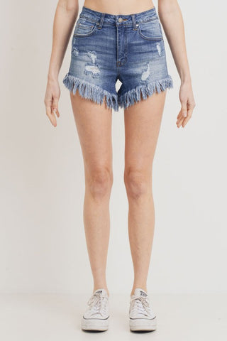 Distressed Stretch Denim Shorts