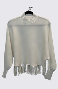 Knit Fringe Dollman Sleeve Sweater