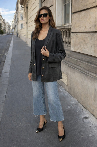 Faux Suede Blazer Jacket