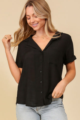 Blusa Manga corta de Linen Blend