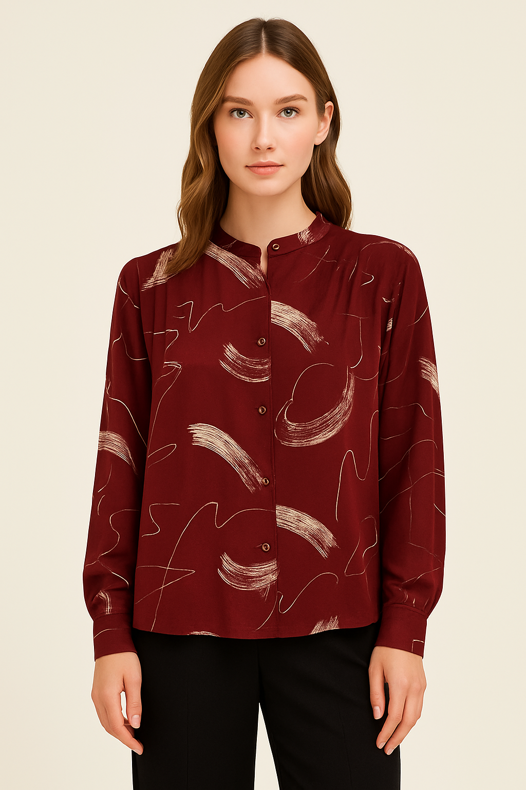 Satin Stroke Print Shirt