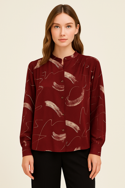 Satin Stroke Print Shirt