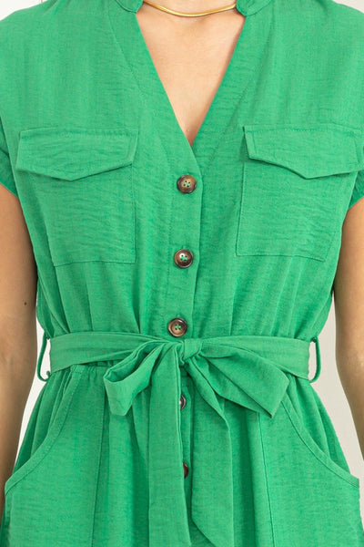 Kelly Green Belted Jumpsuit