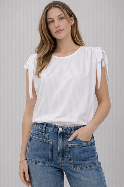 Drawstring Shoulder Blouse With Waist Elastic