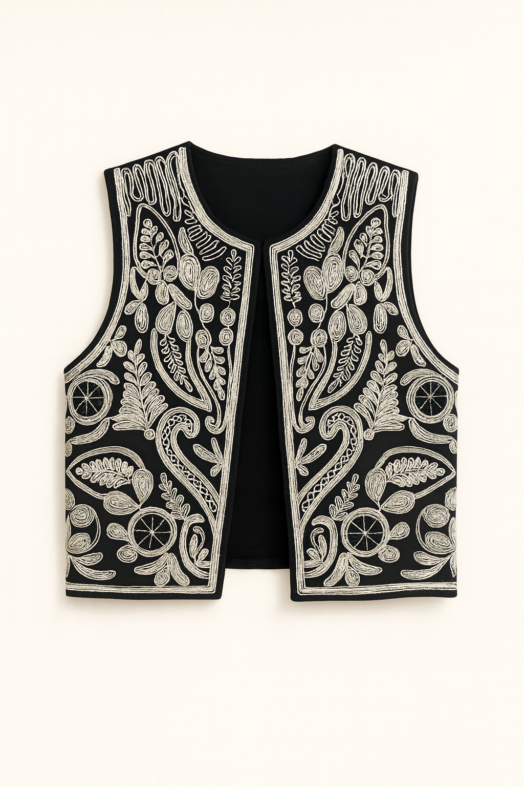 Embroidered Suede Vest