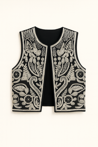Embroidered Suede Vest