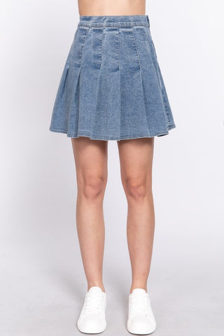 Falda Stretch Denim con Tablones