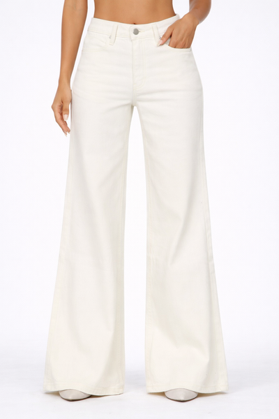 High Waisted Super-Stretch Wide Leg Jeans