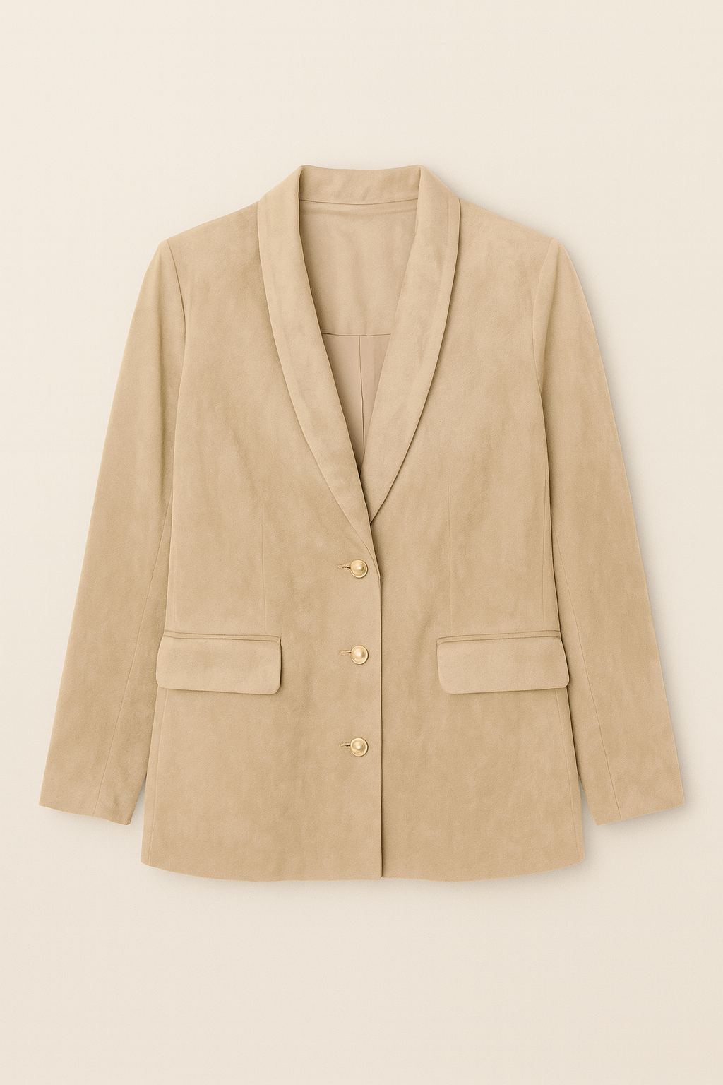 Deep Neck Suede Gold Buttons Blazer
