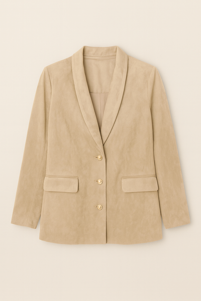 Deep Neck Suede Gold Buttons Blazer