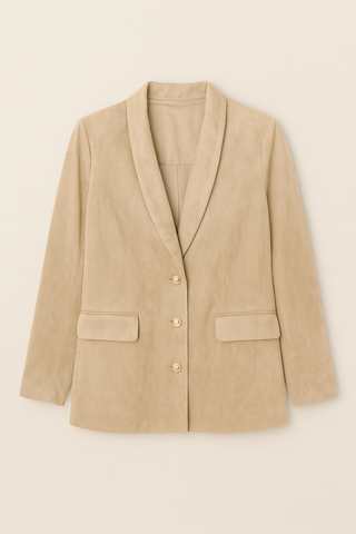 Deep Neck Suede Gold Buttons Blazer