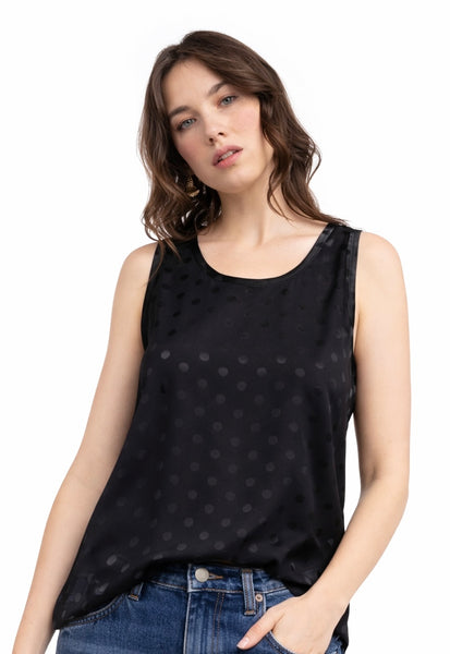 Satin Polka Dot Sleeveless Top