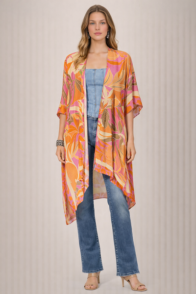 Coral Petals Summer Kimono