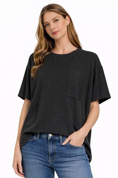 Soft Short Sleeve Ribbed T- Shirt