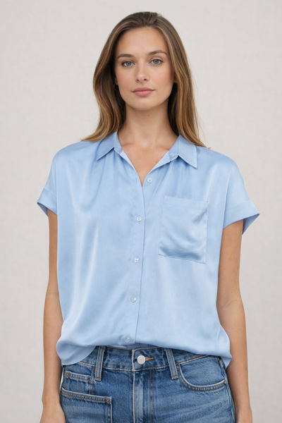 Satin Loose Fit Button Down Shirt