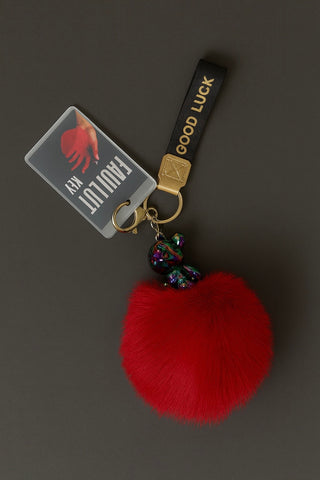 Good Luck Bear with Soft Faux Fur Pom Keychain/ Bag Charm