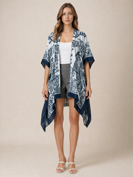 Navy Mandala Summer Kimono
