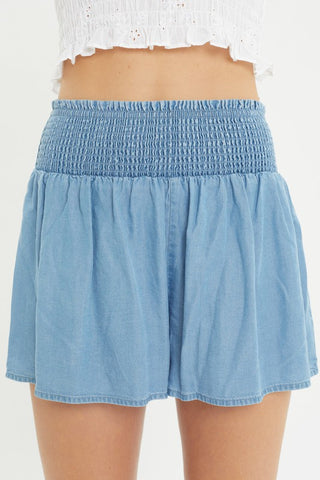 Shorts de Tencel con Cintura Smock