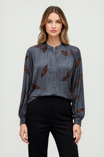 Satin Petal Print Blouse