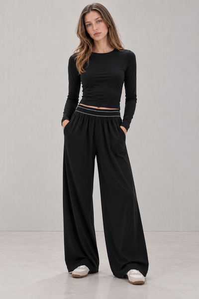 Pantalon Athleisure Ancho de Cintura Elastica