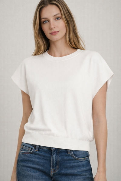 Soft Knit Round Neck Dolman Sleeve Top