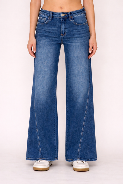 Stretch Denim Wide Leg Denim Jeans