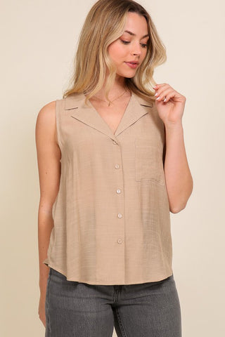 Blusa sin Maga de Linen Blend